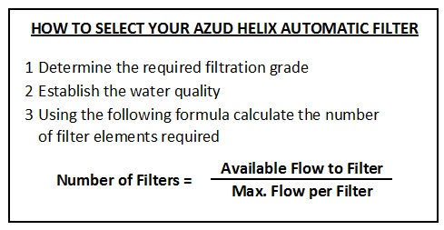 how to select your azud helix automatic filter